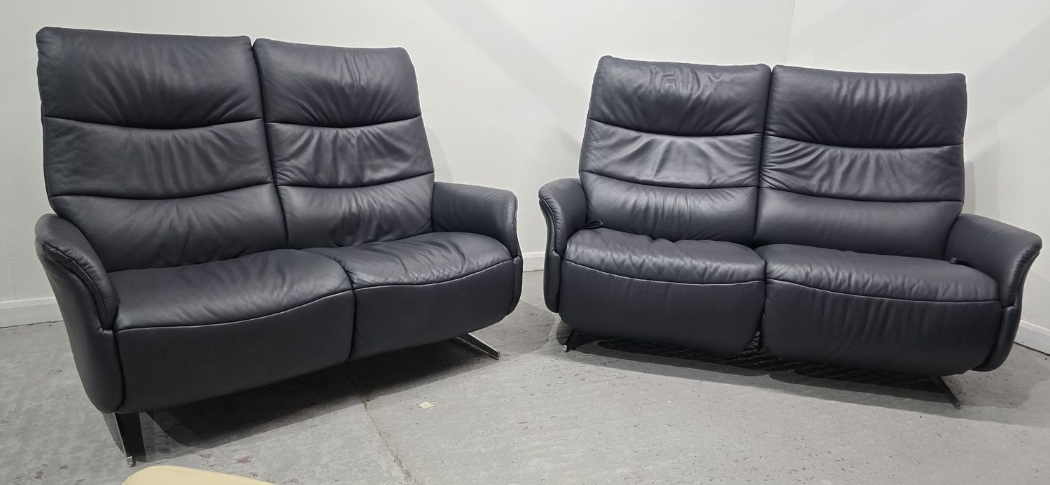 Himolla Azure Leather 2.5 Seater Recliner &amp; 2 Seater NON-Recliner Sofa