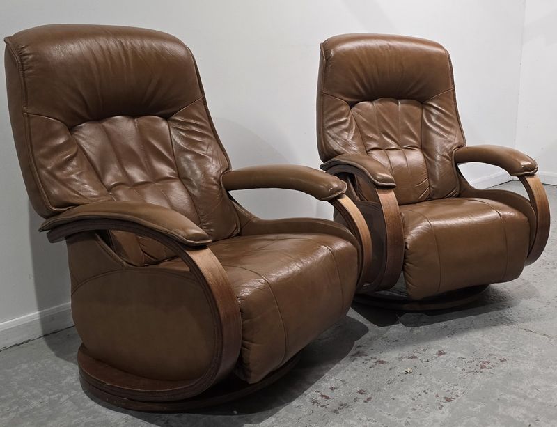 Himolla Rhine Swivel Recliner Leather Chairs With Integral Footrest