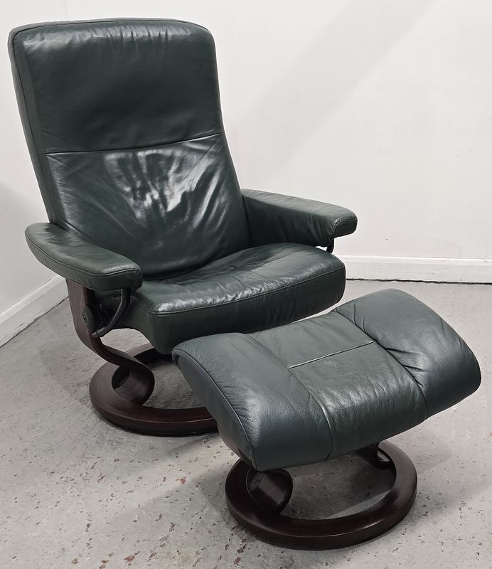 Ekornes Stressless Leather Recliner Chair &amp; Footstool