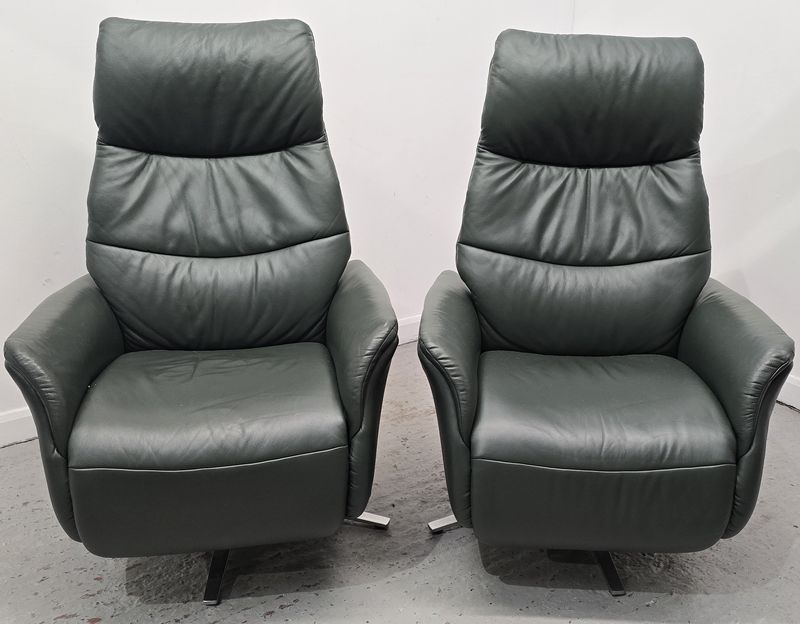 Himolla Azure Swivel Recliner Leather Chairs With Integral Footrest