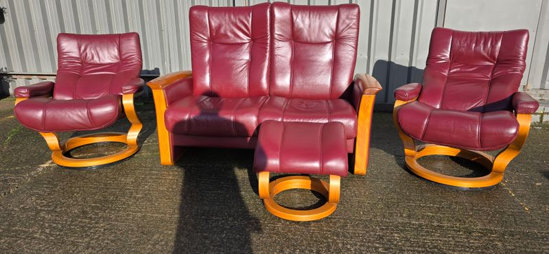 Himolla Non-Recliner Leather 2 Seater Sofa &amp; 2 Recliner Chairs