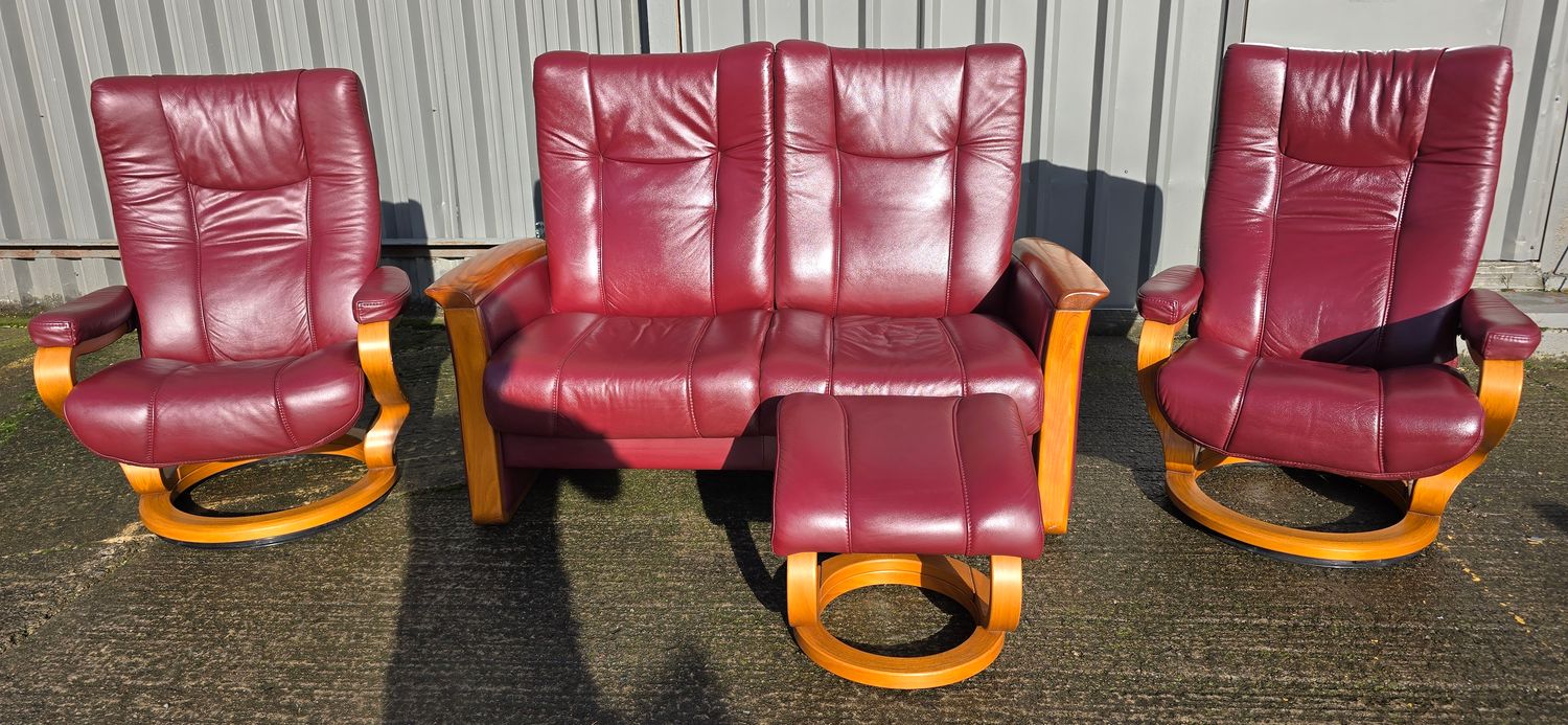 Himolla Non-Recliner Leather 2 Seater Sofa &amp; 2 Recliner Chairs