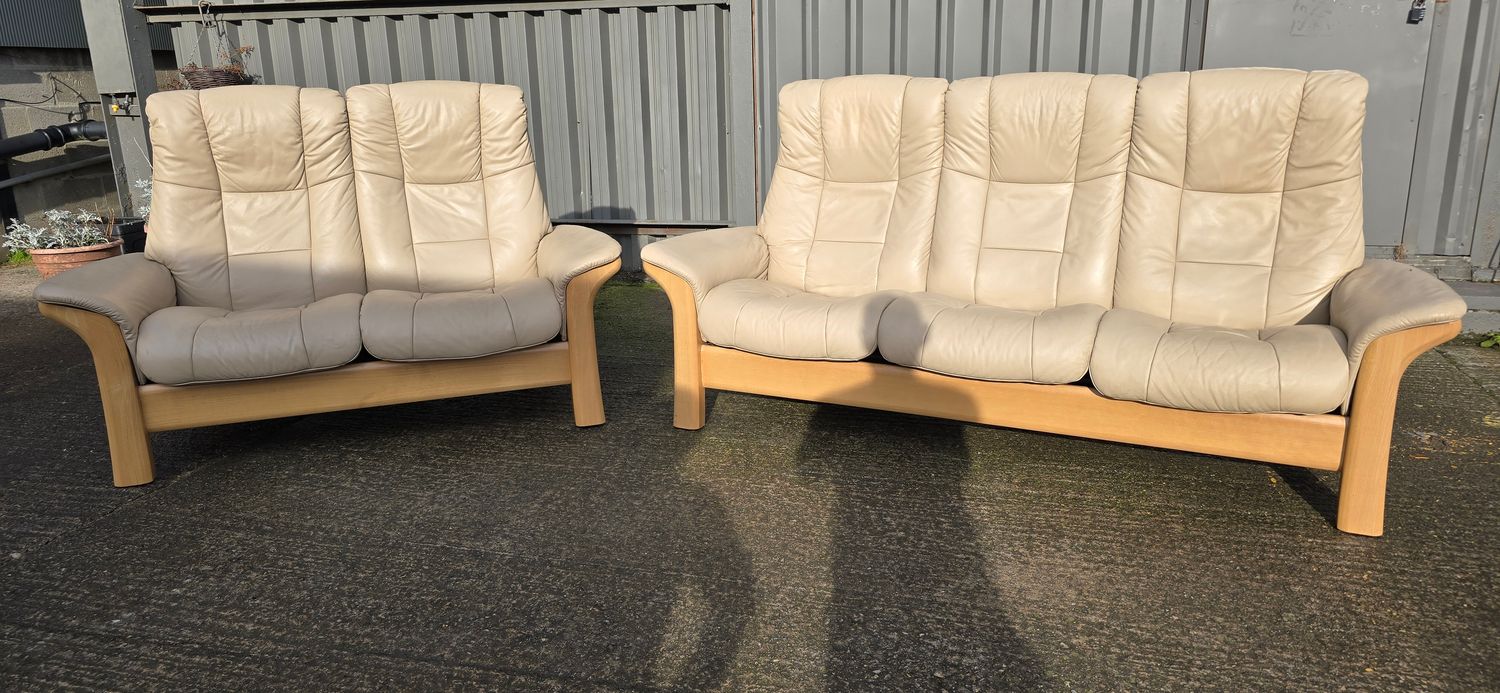 Ekornes Stressless 2 &amp; 3 Seater Recliner Leather Sofas