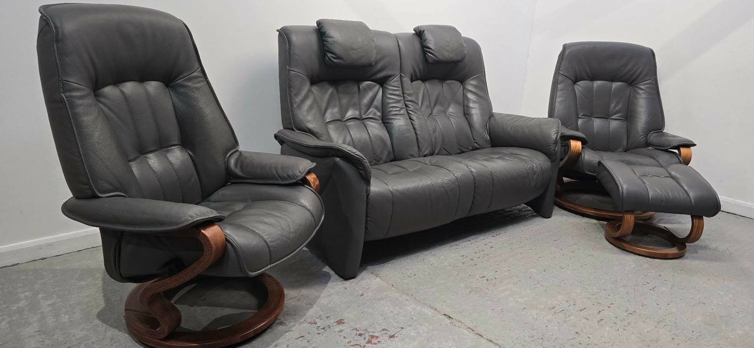 Himolla Rhine Leather 2 Seater NON-Recliner Sofa &amp; 2 Recliner Chairs