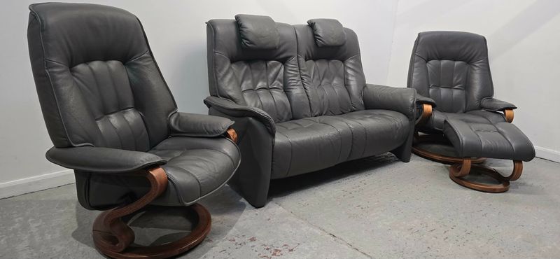 Himolla Rhine Leather 2 Seater NON-Recliner Sofa &amp; 2 Recliner Chairs