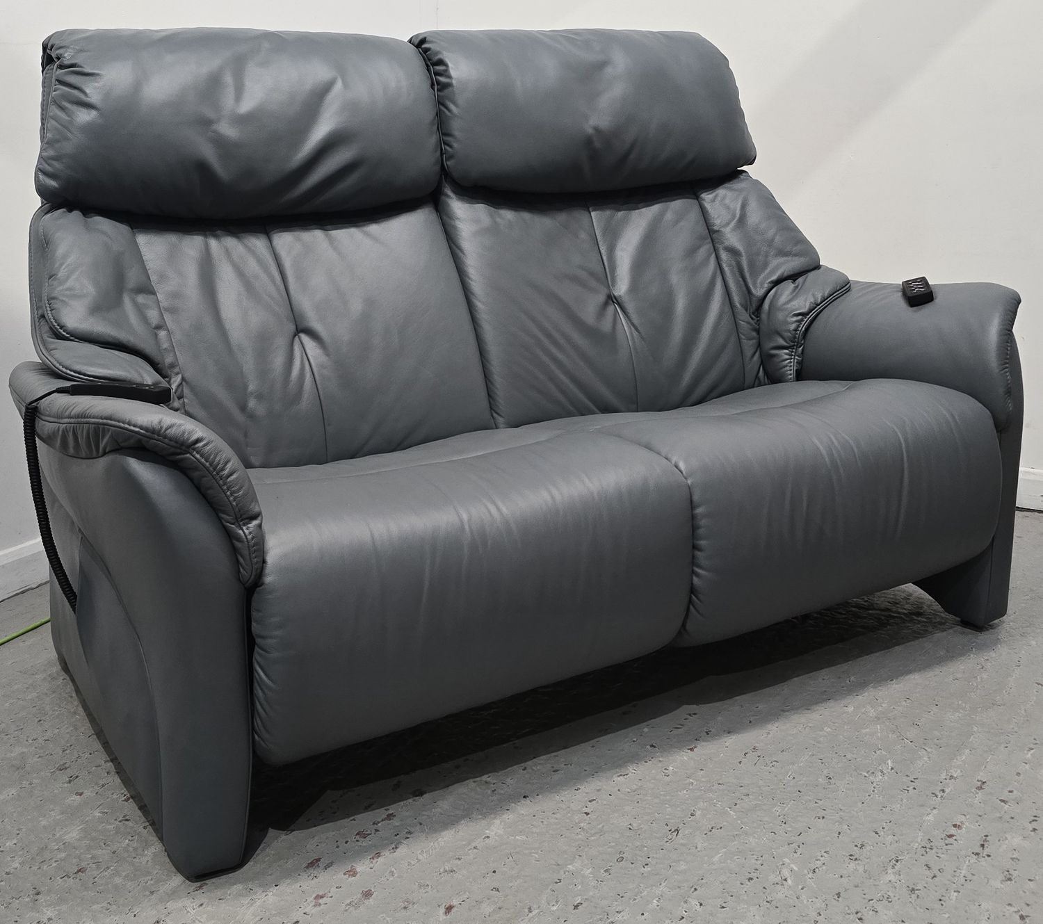 Himolla Electric Leather 2 Seater Recliner Sofa Blue