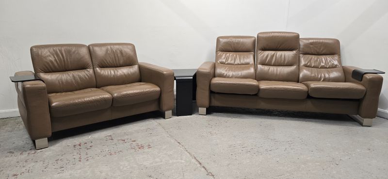 Ekornes Stressless 2 Seater NON-Recliner &amp; 3 Seater Recliner Sofa Leather