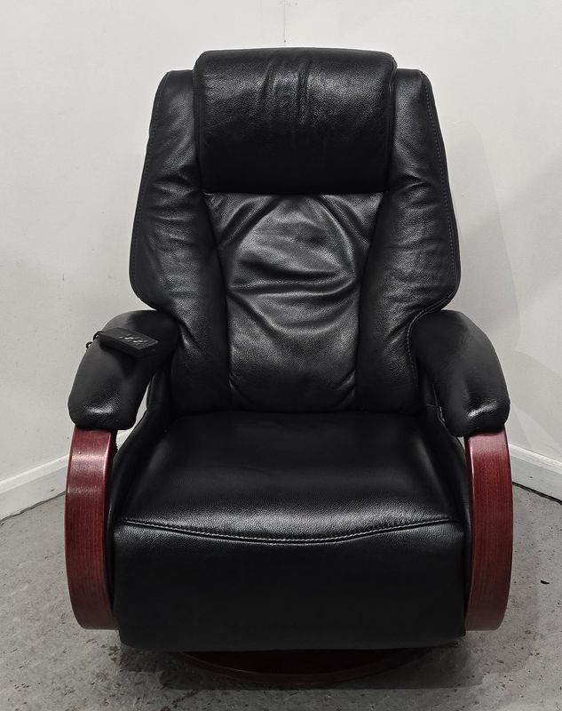Himolla Electric Swivel Recliner Leather Chair W/Integral Footrest
