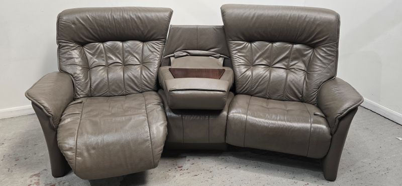 Himolla Rhine Curve Leather 3 Seater Recliner Sofa With Fold Down Centre
