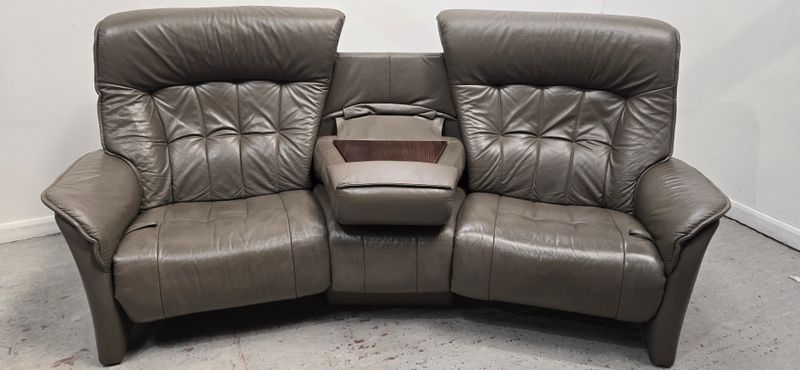 Himolla Rhine Curve Leather 3 Seater Recliner Sofa With Fold Down Centre