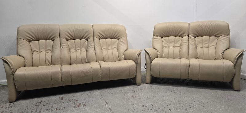 Himolla Rhine Leather 2 Seat Elect Recliner &amp; 3 Seater NON-Recliner Sofa