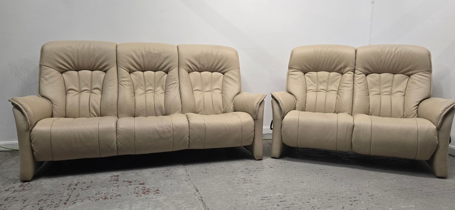 Himolla Rhine Leather 2 Seat Elect Recliner &amp; 3 Seater NON-Recliner Sofa