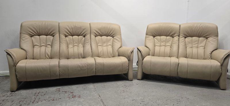 Himolla Rhine Leather 2 Seat Elect Recliner &amp; 3 Seater NON-Recliner Sofa