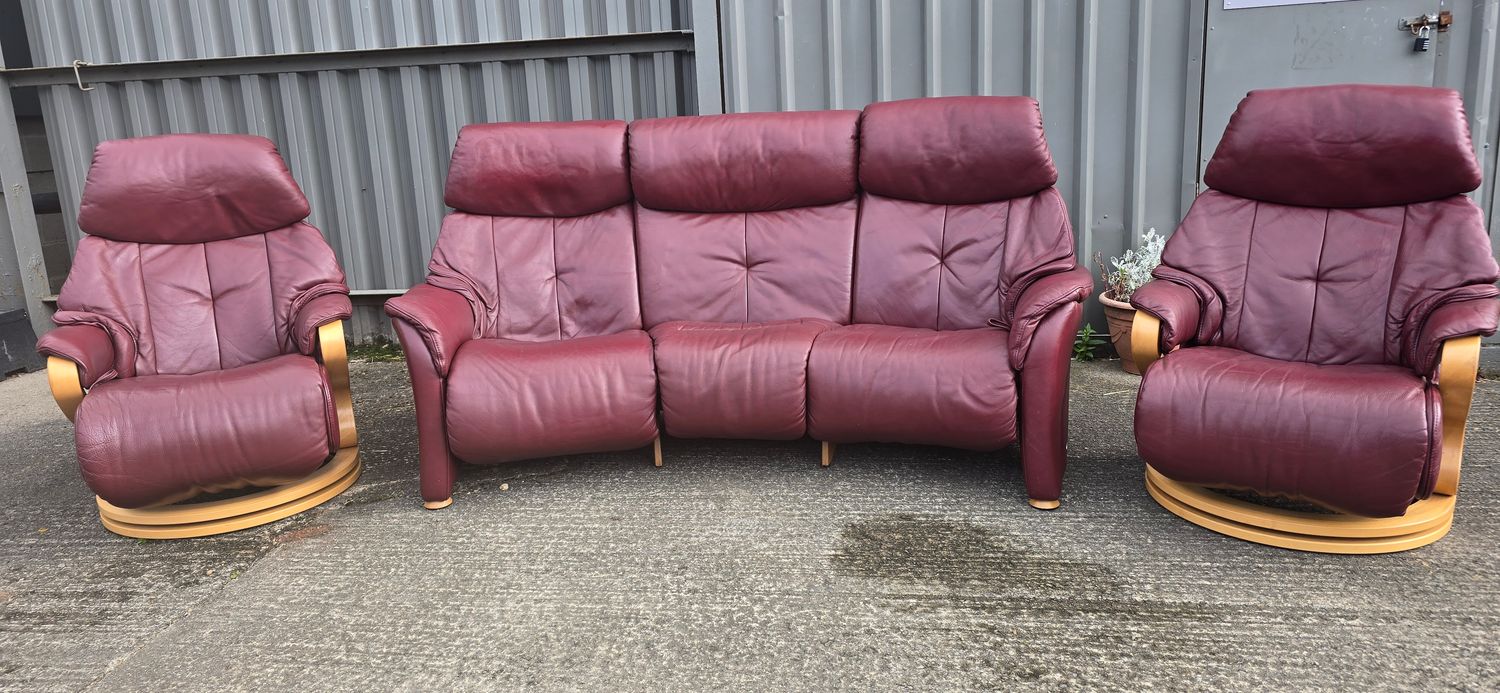 Himolla Leather 3 Seater Recliner Sofa &amp; 2 Recliner Chairs 130526