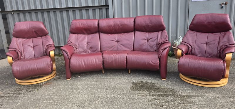 Himolla Leather 3 Seater Recliner Sofa &amp; 2 Recliner Chairs 130526