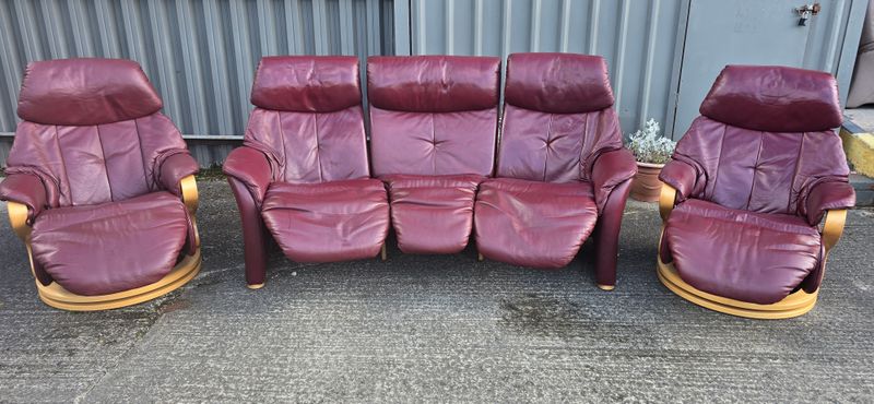 Himolla Leather 3 Seater Recliner Sofa &amp; 2 Recliner Chairs 130526