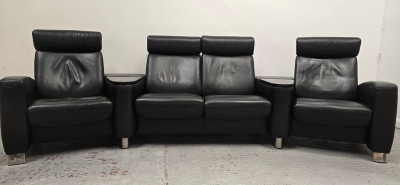 Stressless Black Cinema Suite 4 Seater Full Leather