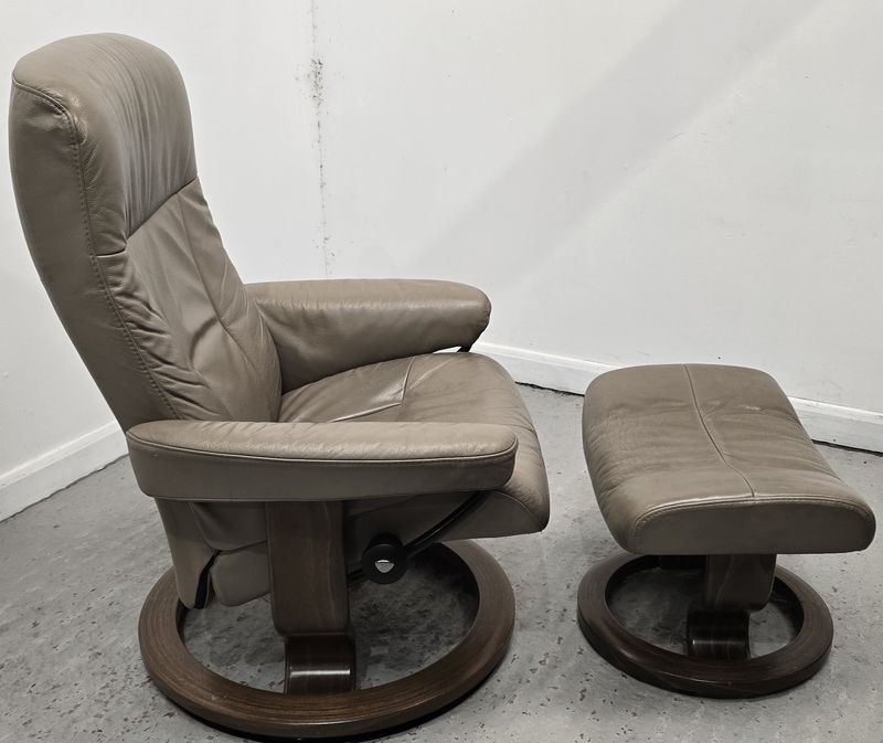 Ekornes Stressless Leather Recliner Chair &amp; Footstool