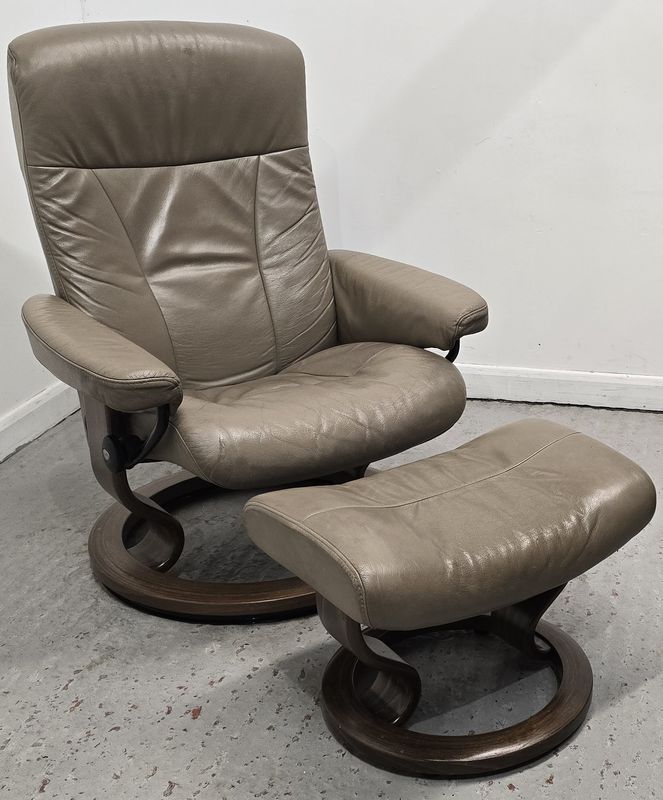 Ekornes Stressless Leather Recliner Chair &amp; Footstool