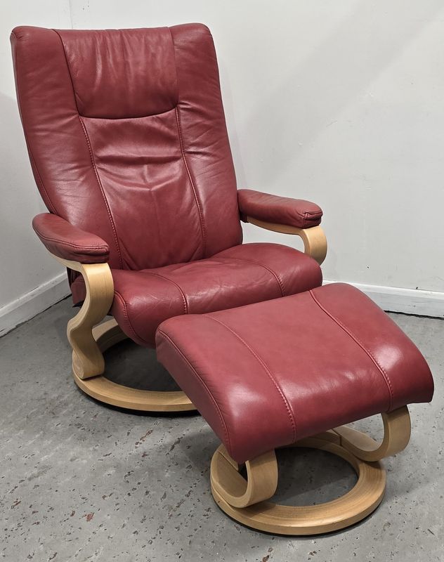 Himolla Leather Recliner Chair with Matching Footstool