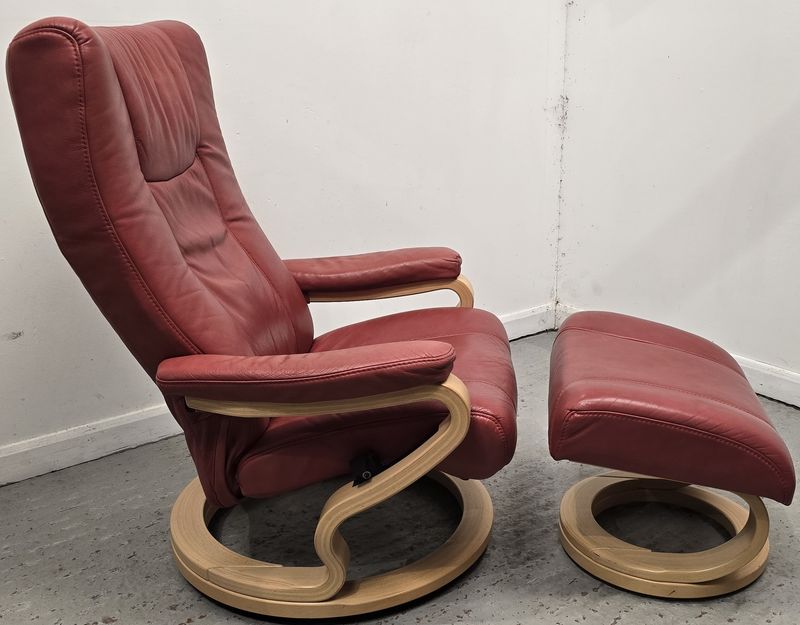 Himolla Leather Recliner Chair with Matching Footstool