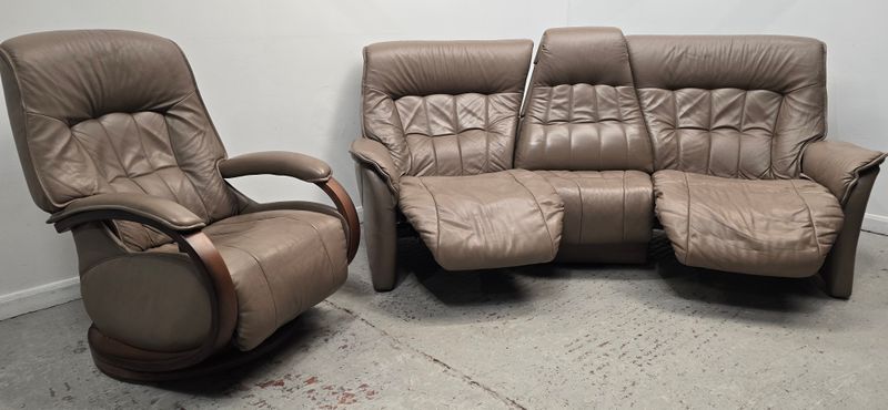 Himolla Rhine Leather 3 Seater Curve Recliner Sofa &amp; Recliner Chair