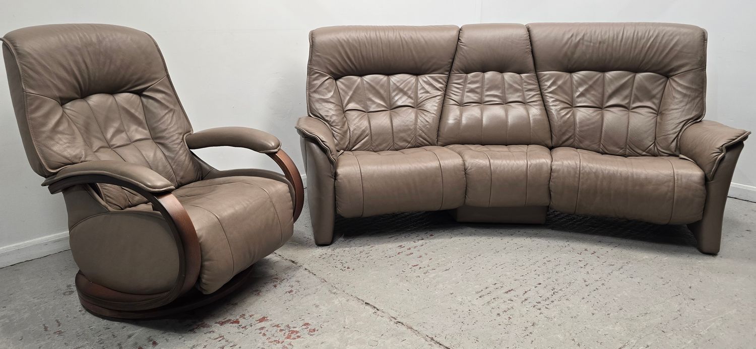 Himolla Rhine Leather 3 Seater Curve Recliner Sofa &amp; Recliner Chair