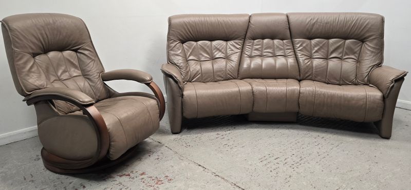 Himolla Rhine Leather 3 Seater Curve Recliner Sofa &amp; Recliner Chair
