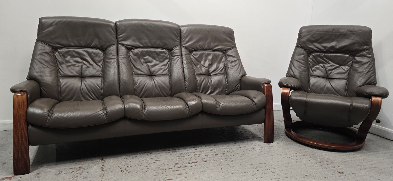 Himolla Leather 3 Seater Recliner Sofa &amp; Recliner Chair