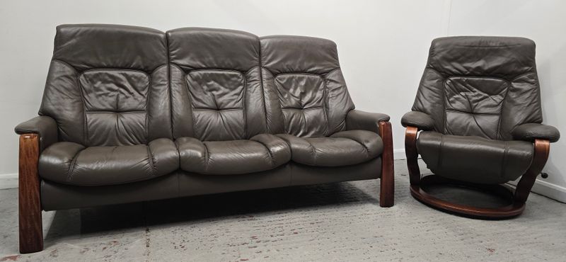 Himolla Leather 3 Seater Recliner Sofa &amp; Recliner Chair