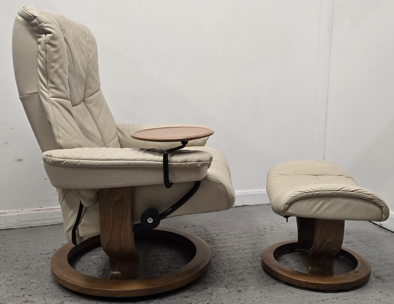 Ekornes Stressless Mayfair Leather Recliner Chair, Table &amp; Footstool