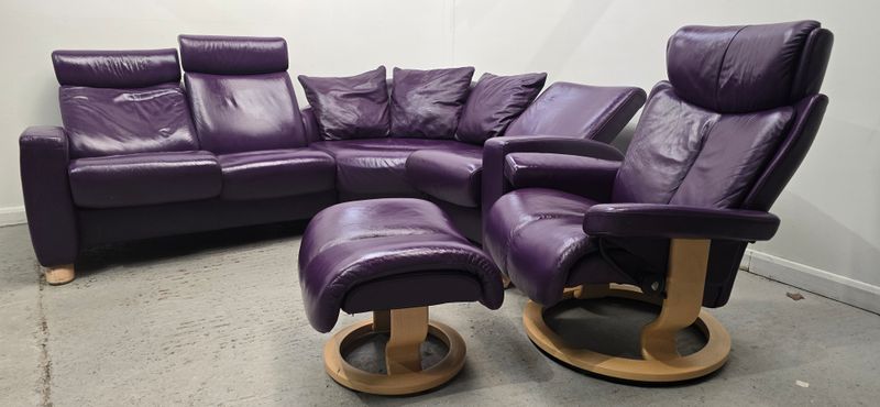 Ekornes Stressless Corner 4 seater recliner Leather Sofa &amp; Chair