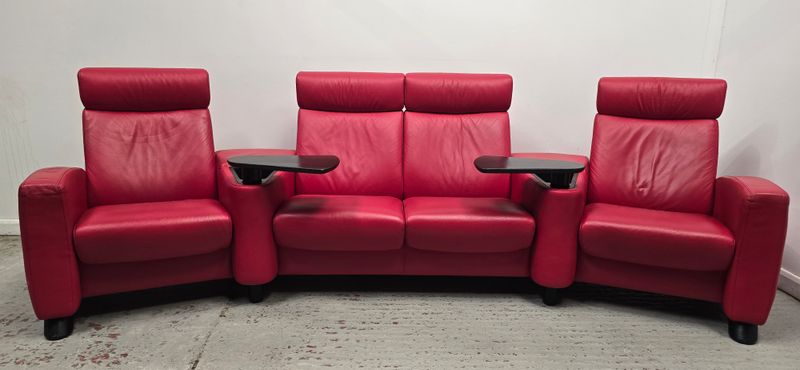 Stressless Red Cinema Suite 4 Seater Full Leather