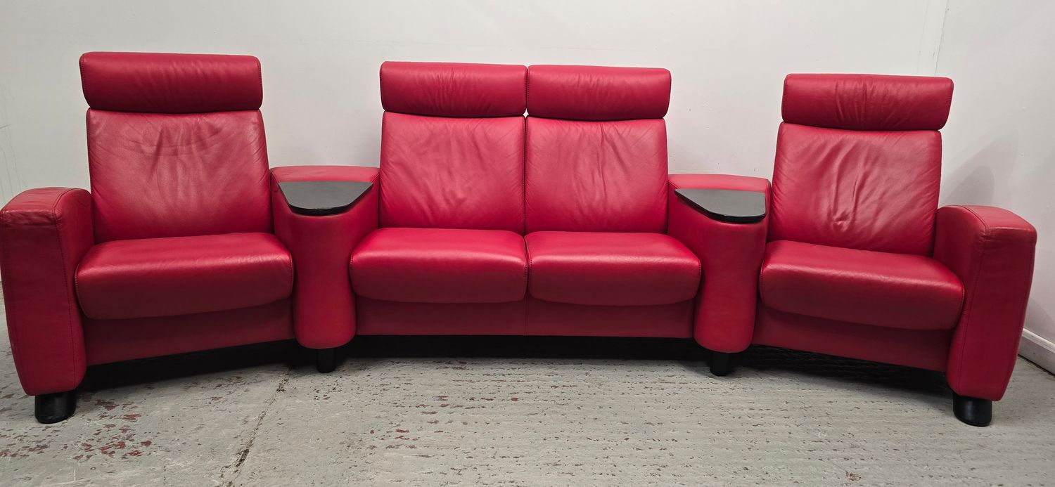 Stressless Red Cinema Suite 4 Seater Full Leather