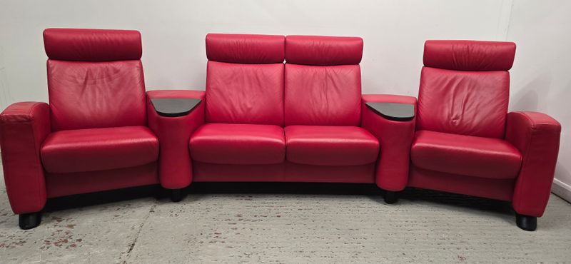 Stressless Red Cinema Suite 4 Seater Full Leather