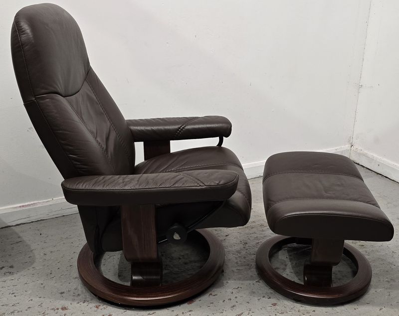 Ekornes Stressless Leather Recliner Chair &amp; Footstool