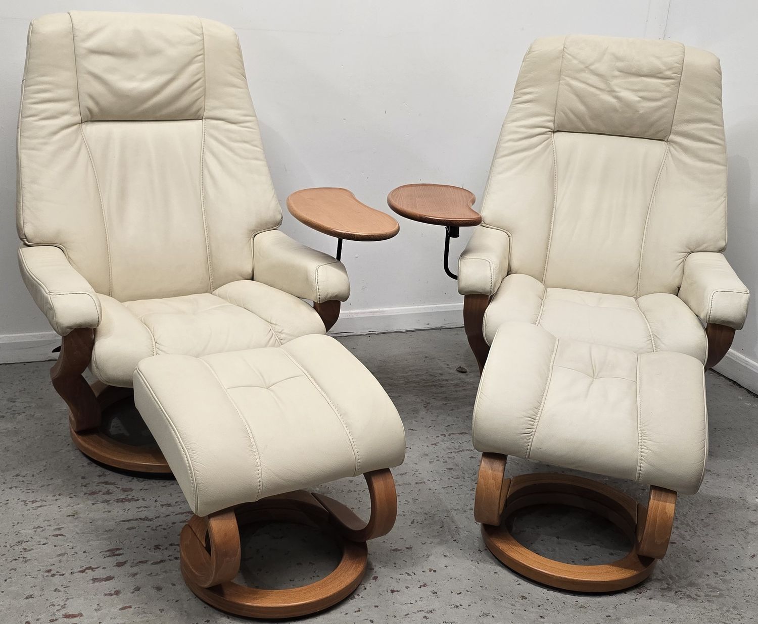 Himolla Leather Recliner Chairs with Matching Footstools &amp; Tables