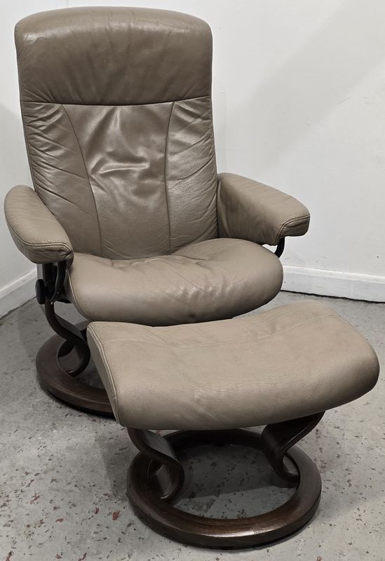 Ekornes Stressless Leather Recliner Chair &amp; Footstool