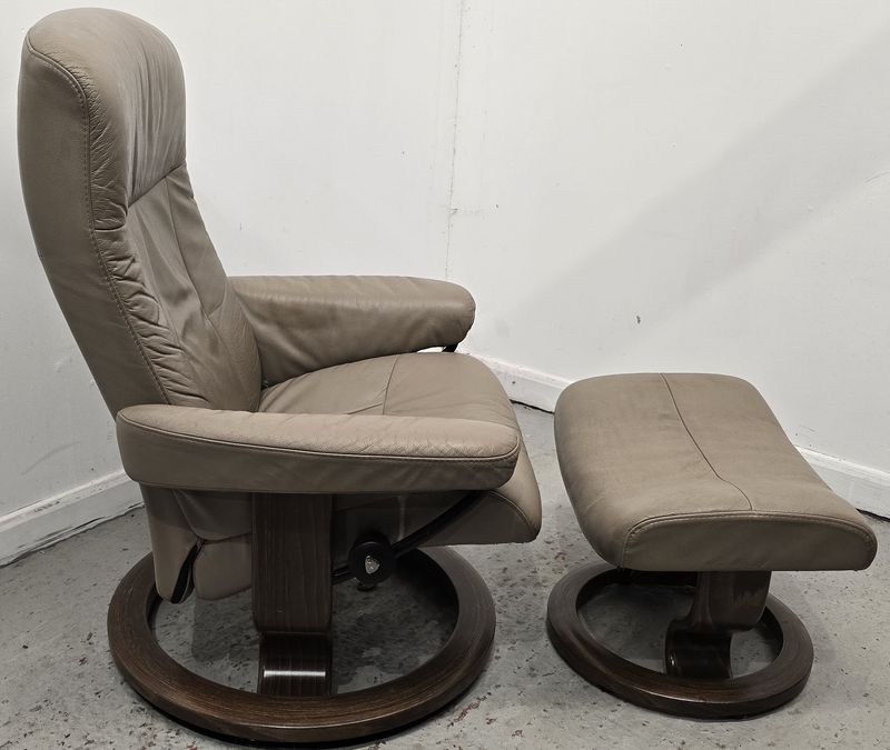 Ekornes Stressless Leather Recliner Chair &amp; Footstool