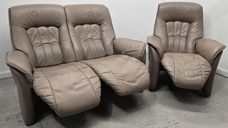 Himolla Rhine Leather 2 Seater Recliner Sofa &amp; Recliner Chair Earth