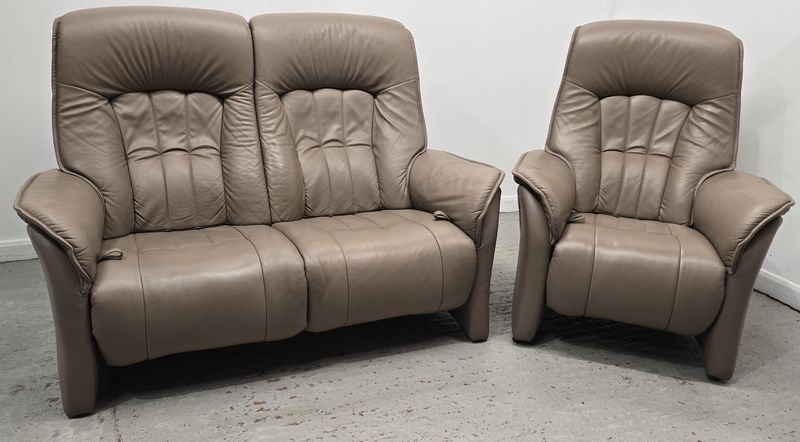 Himolla Rhine Leather 2 Seater Recliner Sofa &amp; Recliner Chair Earth