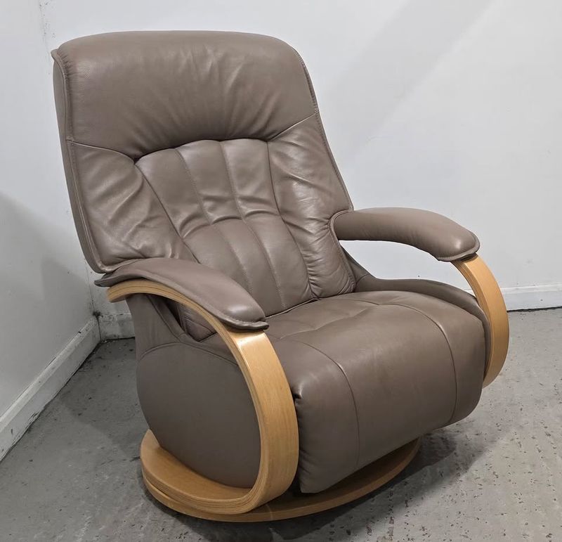 Himolla Rhine Leather Swivel Recliner Chair With Integral Footrest Earth