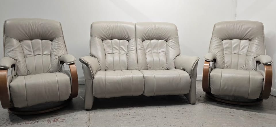 Himolla Rhine Leather 2 Seater Recliner Sofa + 2 Recliner Swivel Chairs Lava
