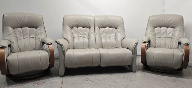 Himolla Rhine Leather 2 Seater Recliner Sofa + 2 Recliner Swivel Chairs Lava