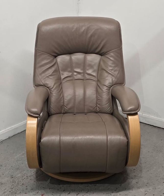 Himolla Rhine Leather Swivel Recliner Chair With Integral Footrest Earth