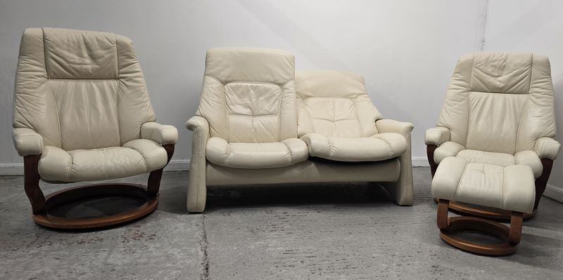 Himolla Tanat Leather 2 Seater Recliner Sofa + 2 Recliner Chairs Suite Rahm