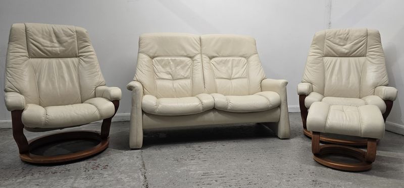 Himolla Tanat Leather 2 Seater Recliner Sofa + 2 Recliner Chairs Suite Rahm