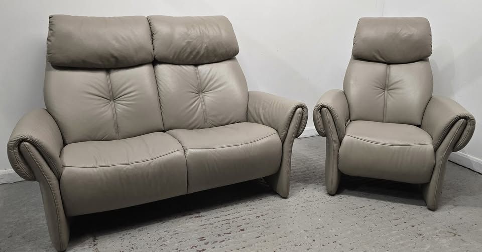 Himolla Leather 2 Seater NON-Recliner Sofa + Recliner Chair
