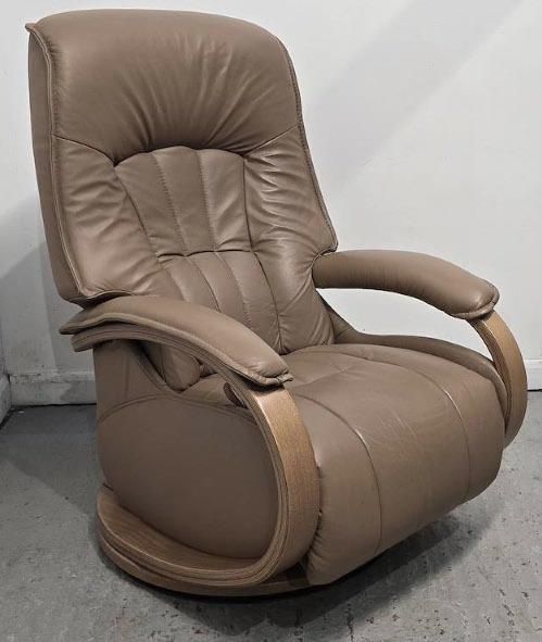 Himolla Rhine Swivel Recliner Leather Chair With Integral Footrest