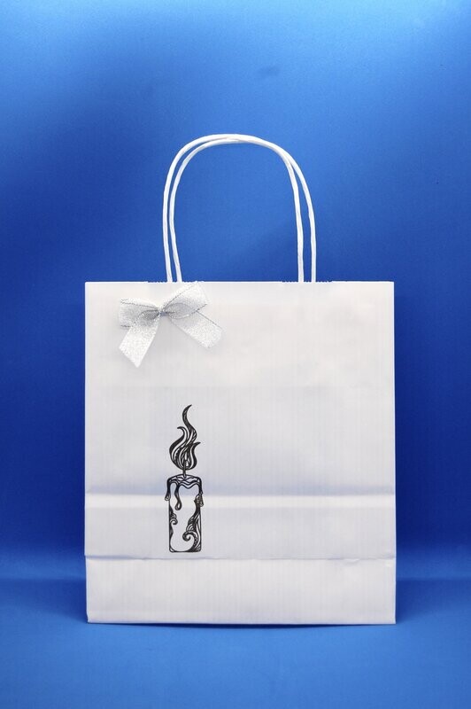 Printed candle twist handle paper bag - White